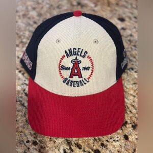 MLB Angels Red and Cream Corduroy Baseball Cap NWT 2025